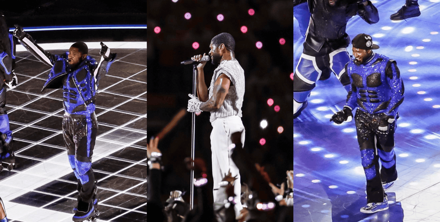 Usher protagonizó el medio tiempo del Super Bowl con invitados especiales, como Alicia Keys, DJ Snake y Will.i.am, de Black Eyed Peas. EFE/ Caroline Brehman