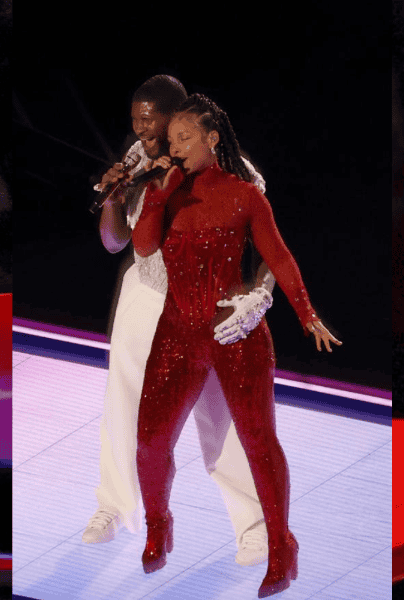 El público y los usuarios reaccionaron ante los provocativos movimientos de Usher hacia con su compañera Alicia Keys durante el show de medio tiempo del Super Bowl. EFE/ John Mabanglo
